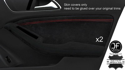 RED STITCH 2X FRONT DOOR CARD TRIM SUEDE COVERS FOR MERCEDES GLA CLASS 14-18