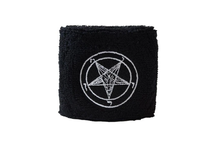 DIGNI Schweißband Fahne Flagge Baphomet Church of Satan 7x8cm Armband für Sport