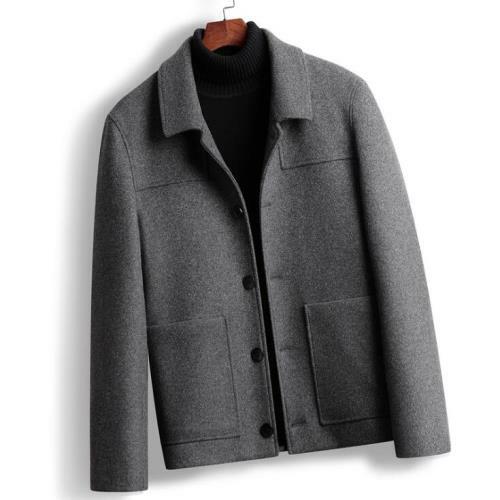 Men's Short Jacket Lapel Collar Wool Blend Coats Business Men's Short Jacket Lapel Collar Wool Blend Coats Business