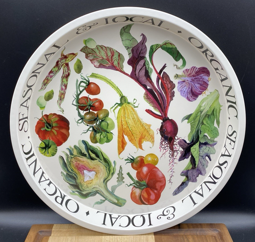 EMMA BRIDGEWATER "Dig The Garden Vegetables" Tin Deep Well Tray 12" Diameter NEW