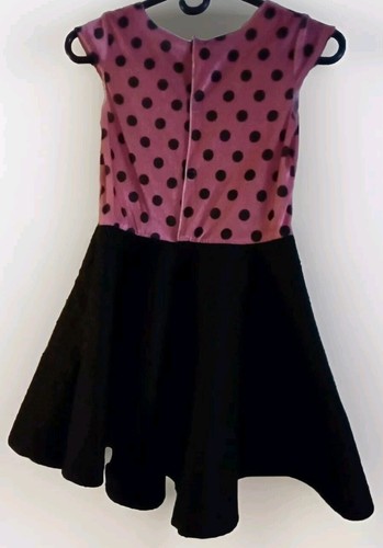 Girls Poodle Skirt Dress 50s 60s Pink Black Polkadot Long Skirt - Picture 3 of 5