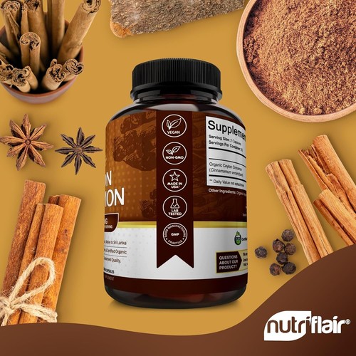 NutriFlair Organic Ceylon Cinnamon (100% Certified Organic Ceylon Cinnamon) 1200 - Picture 4 of 6
