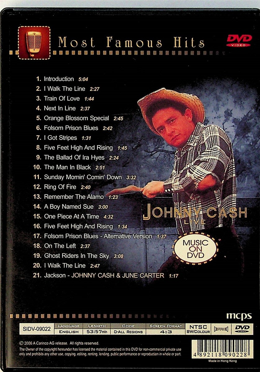 Johnny Cash Live -Most Famous Hits DVD -2006 (R0) Hong Kong