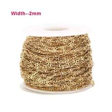 10M/Roll Stainess Steel 2mm width Pig Nose Shape Gold Link Chain