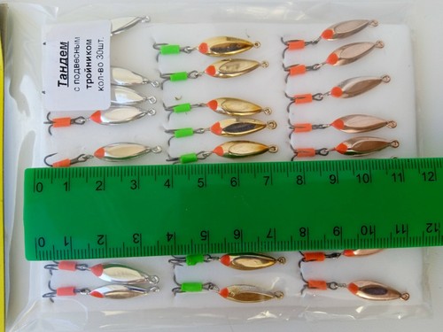 30 pcs vertical spoons for ice winter fishing ice bait triple hooks - 第 9/12 張圖片