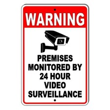 24 Hour Video Surveillance Security 8" x 12" Aluminum Sign Alarm Camera CCTV