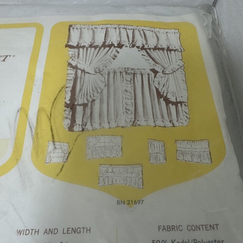 Sears Cape Kabeljau Perma Prest. Rüsche - Runde Vorhänge 1970er Jahre 64x24 Nos versiegelt 1 Stück - Bild 3 von 6