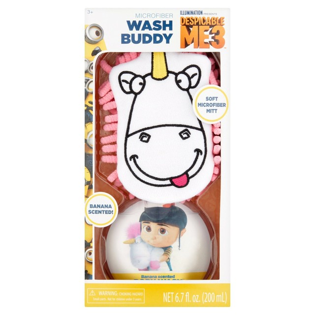 Despicable Me 3 Minions Unicorn Wash Buddy Microfiber Mitt Bath Set New