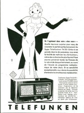 Publicité ancienne poste radio Téléfunken 1937 issue de magazine