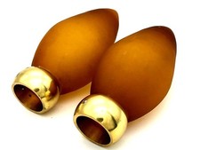  Finials For 28mm Curtain Pole Frosted Amber Glass Cone & polished Brass (250)