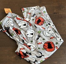 Mens Pajama Plush Pants sz M Jack Skellington Halloween Jackolantern New 1007