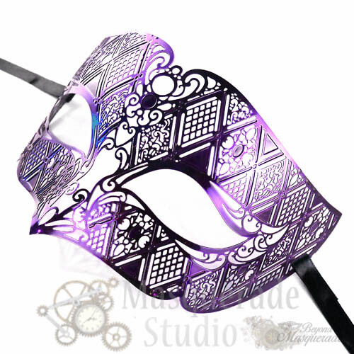Herren Maskerade Ball Maske simpel filigran hell Metall Karneval venezianisch - Bild 24 von 41