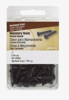 Hillman MASONRY NAILS 1'' Hardened Steel Fluted Shank Flat Head Easy 42055 NEW!!