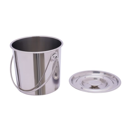 6 Liter Edelstahl Hand Eimer Edelstahleimer Milcheimer Futtereimer mit Deckel - Bild 6 von 14