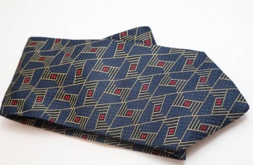 Studio by fumagalli's Men's Neck Tie Navy with red & yellow designs 100% Silk