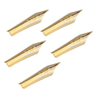 5pcs Fountain Pen Nibs 0.5mm Medium Fine Nib Iridium Tip Gold