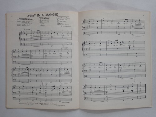 1962 Hansen Canzoni di Natale MERRY 3 CHORD tutti gli organi spartiti vintage libro di canzoni - Foto 5 di 6
