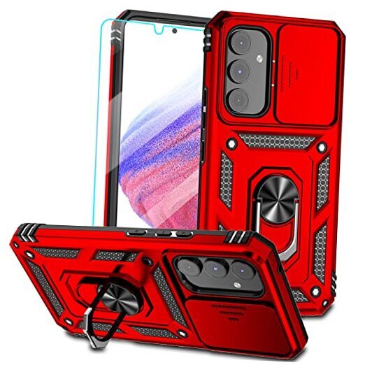 for Galaxy A54 5G Phone Case,Samsung A54 5G Case,with Screen Protectors and Red