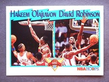 Blocks League Leaders #309 NBA Hoops 1991 Basketball Card (Olajuwon-Robinson) 