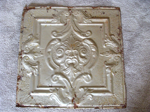 ONE RARE ANTIQUE TIN CEILING TILE OLD MAN NORTH WIND FACE 24” X 24" SALVAGE - 第 1/7 張圖片