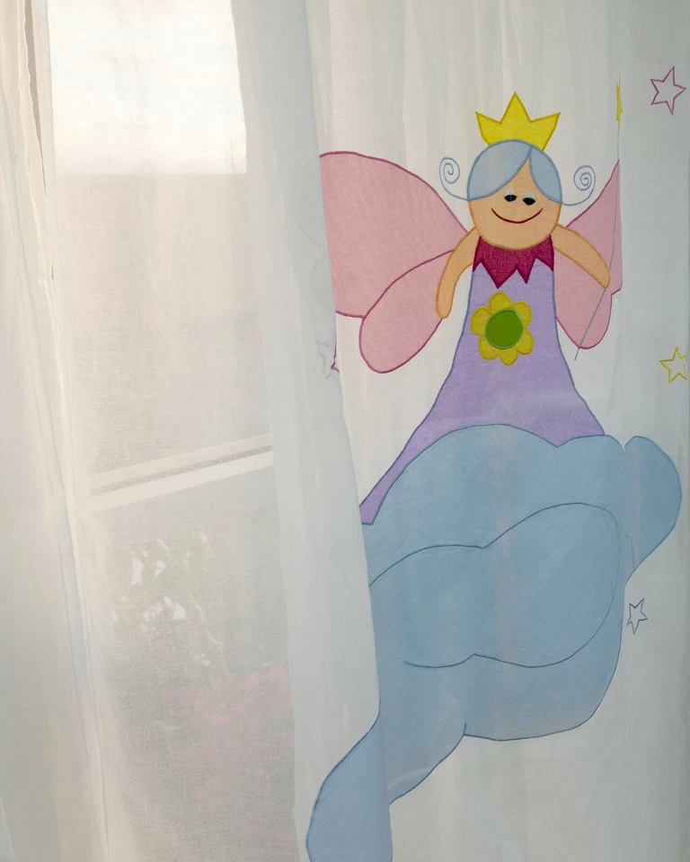 Хлопковая одноцветная занавеска для детской комнаты 96 дюймов с прозрачными вкладками - Изображение 2 из 3