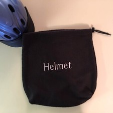 Equestrian Helmet Black Embroidered Fleece Drawstring Carrying Storage Bag