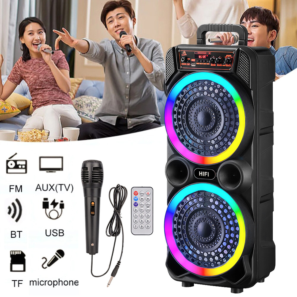 Portable Bluetooth Speaker with Super Bass Wireless Outdoor Party Subwoofer FM and Mic-image