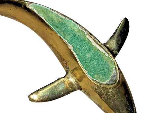 Vintage Mid Century Brass Shark / Fish Figural Nautical Paperweight - Picture 7 of 11