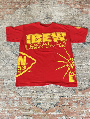 Vintage IBEW Kansas City Chiefs Union Electrical Worker Local 53 AOP Sz Medium