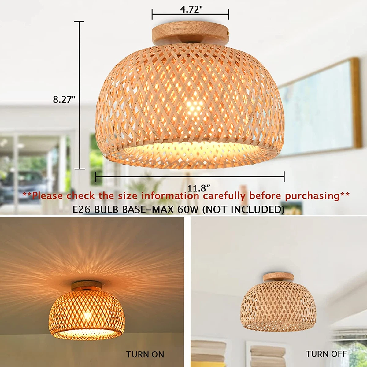 Wicker flush clearance mount ceiling light