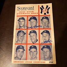 Mickey Mantle (w/Tom Tresh)  SIGNED 1964 NY Yankees Scorecard - JSA Authentic
