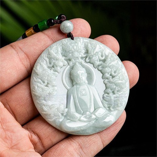 Carved Amulet Pendant Necklace Jewelry Gift Natural Certified A Jade 九龙护主 Buddha - Picture 3 of 6