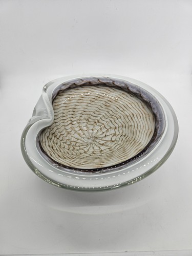 Murano Glass Alfredo Barbini/Fratelli Toso White & Gold Swirl Bowl Ashtray *READ - Picture 3 of 23