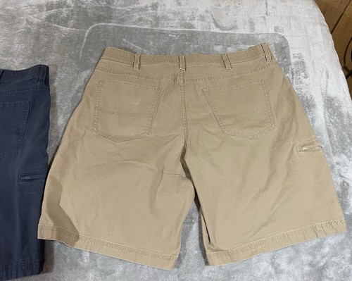 (2) Weatherproof Mens 38 Shorts Blue, Tan Cargo Mid Rise Elastic Waistband - Picture 10 of 21