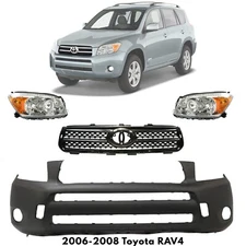 Front Bumper Cover Fascia & Grille Assembly Kit For 2006-2008 Toyota RAV4