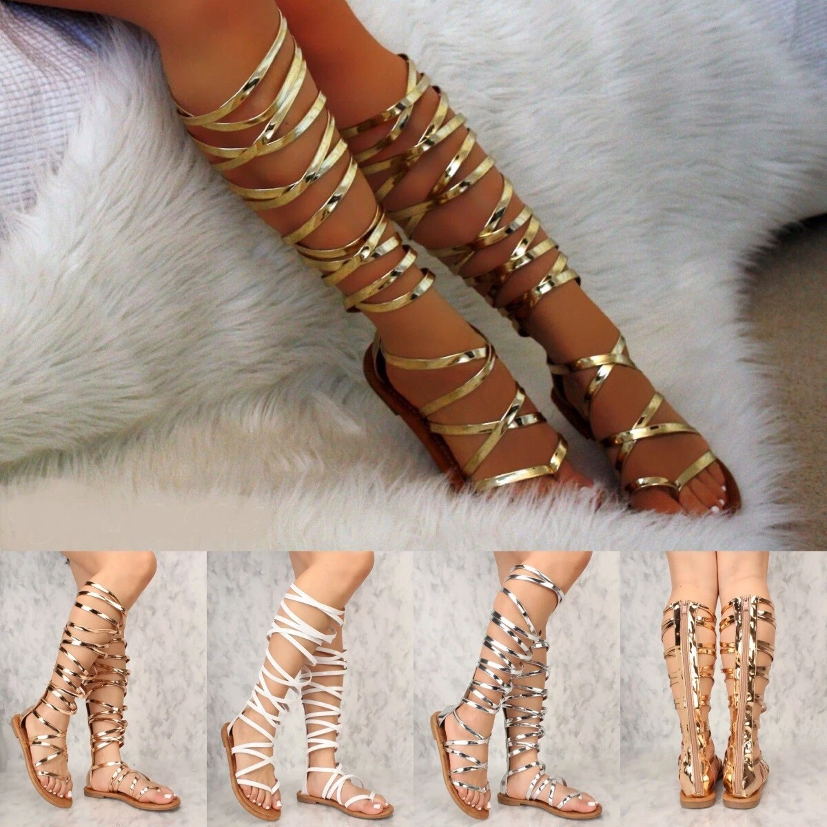 Update 148+ silver knee high gladiator heels latest - esthdonghoadian