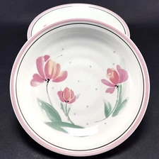 4 International Tableworks Trio Soup Salad Pasta Bowls Pastel Pink Flowers 8"