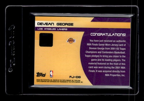 2001-02 Topps TCC Finals Journey #FJDG Devean George Jersey - NM-MT EXACT SCAN - Picture 2 of 2