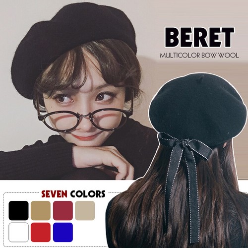 Women Soft Bow Elegant Berets Preppy 