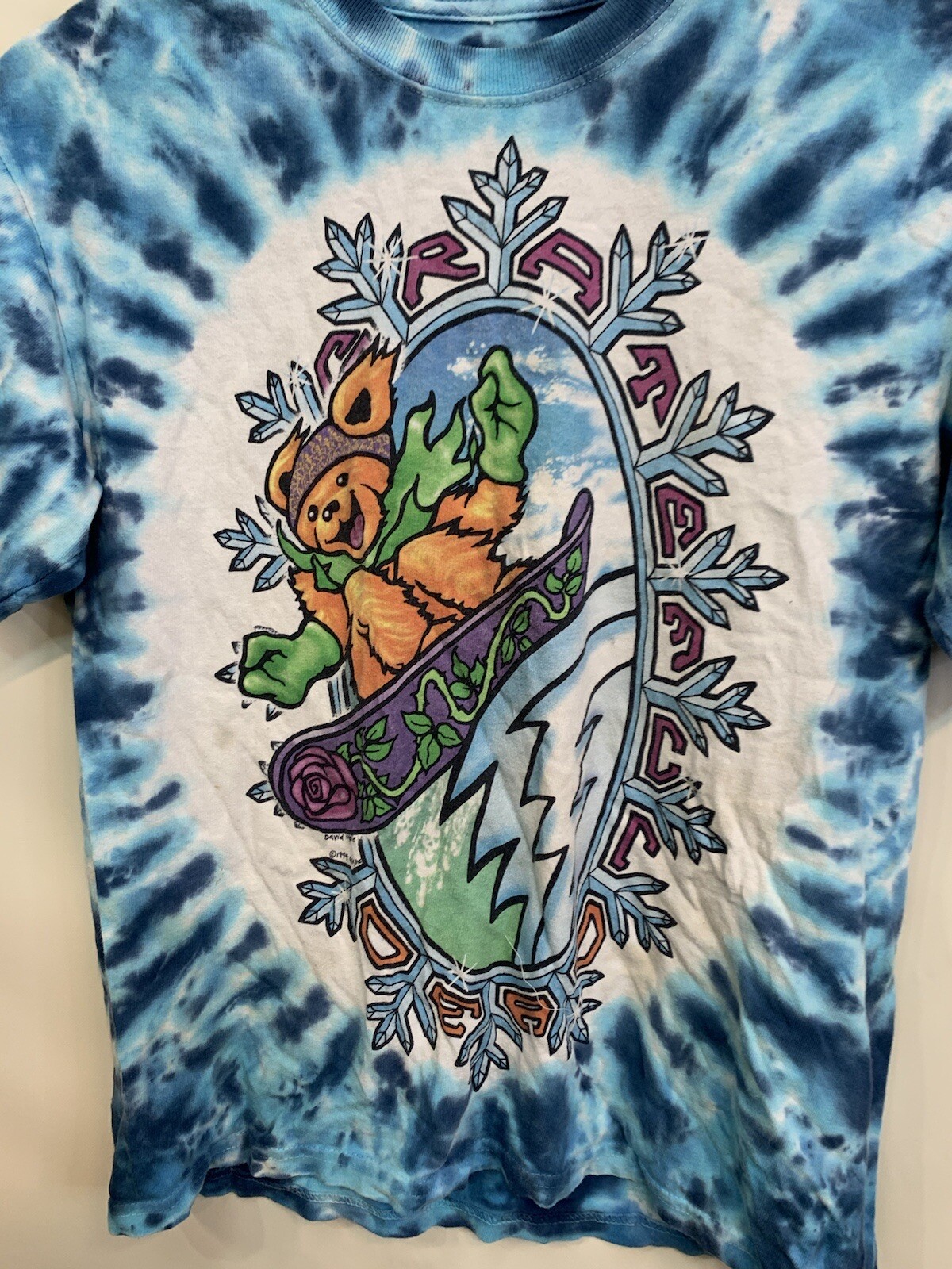 GRATEFUL DEAD BEARS Snowboarding Liquid Blue Tie-dye Men Size S RARE 🔥
