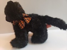 Russ Berrie Burnside Kitty Beanbag Black Cat Plush Halloween Orange Black Bow