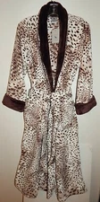 NATORI WOMEN'S LEOPARD ANIMAL PRINT LONG FLEECE ROBE sz S,M,L,XL NEW AUTHENTIC