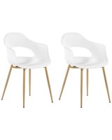 Esszimmerstuhl 2Er Set Weiß Kunststoff Mit Metallgestell Skandi Modern Utica