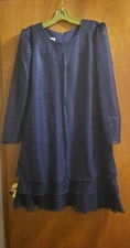 Vintage California Looks Dress Knee Length Navy Sheer Lined Sz 10