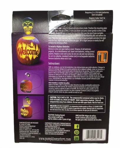 2 kits de talla/iluminación de ilusión de cráneo flotante Pumpkin Masters funcionan con batería - Imagen 5 de 6