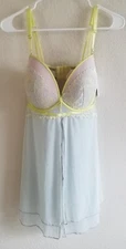 Auden Nightie Large Mesh Lace Green Yellow Nightgown Padded Underwire NWT
