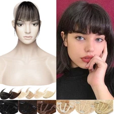 100% Remy Human Hair Bangs Extensions Clip In One Piece Front Fringe Hair Piece