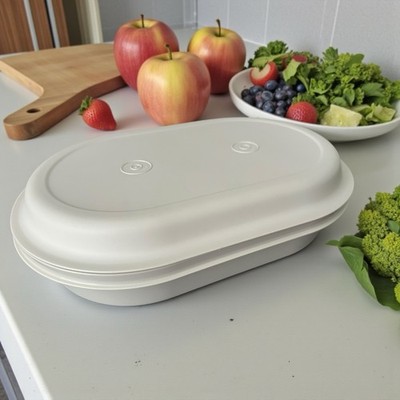 Vintage Tupperware Dampfgarer/Abtropffläche/Gemüse/Reis 6 Stück 3 Portionen Teiler Behälter