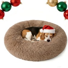 Cozy Fluffy Donut Bed for Medium Dogs, Washable with Calming Comfort