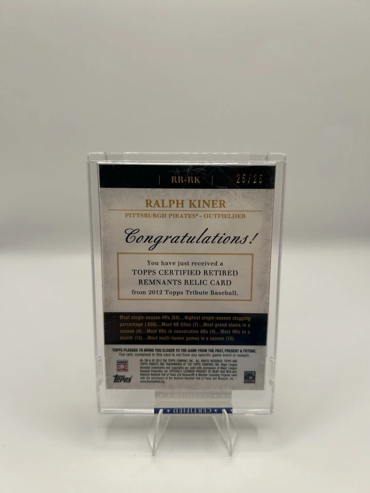 2011 Topps Tribute Ralph Kiner HOF 25/25 Bookend Game Used Bat GOLD REFRACTOR - Image 2 of 2